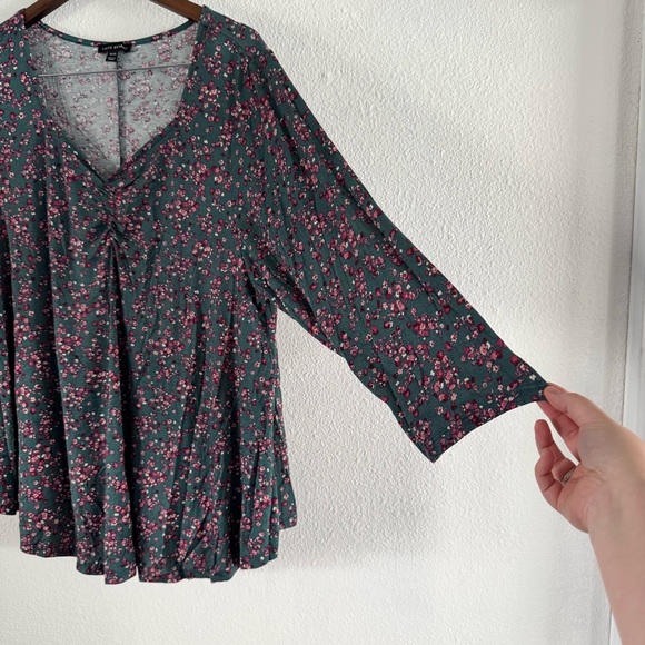 Sweetheart Neck Max Swing Tee Luna Floral Cinch Front Lane Bryant Size 18/20 - Picture 7 of 11